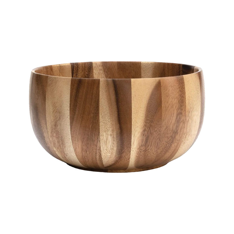 Wood grain golden acacia bowl, solid wood fruit bowl, salad bowl