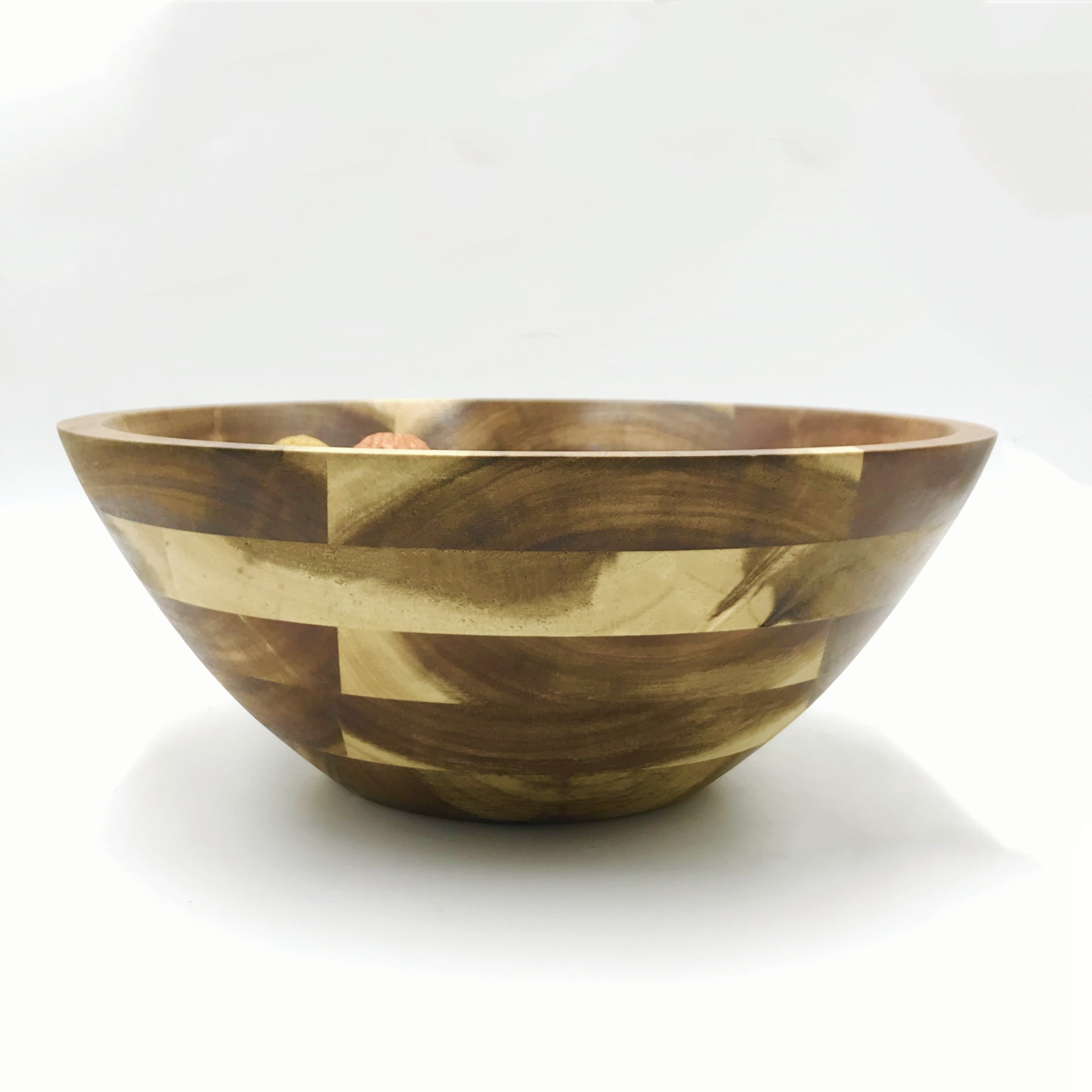 Quality Round Wood Serving Bowl Large Acacia Wood Salad Bowl Fruit Bowl